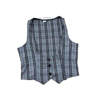 Y2K Underbust Plaid Vest Spring Street Grunge Emo Rock 2000s Womens XL